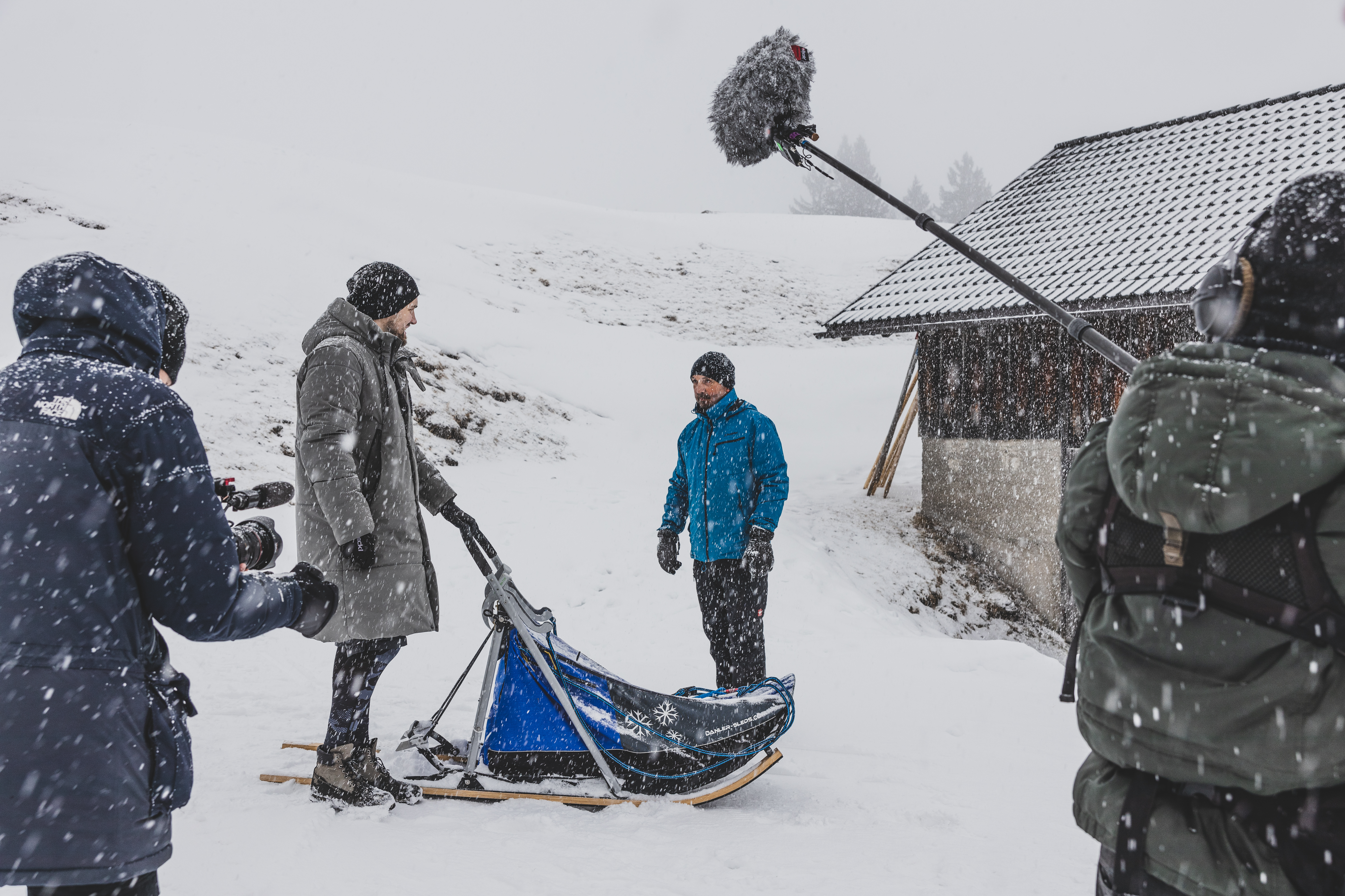 Hannes Krieger as Austria Startup Ambassador, filming in the Alps with husky sled