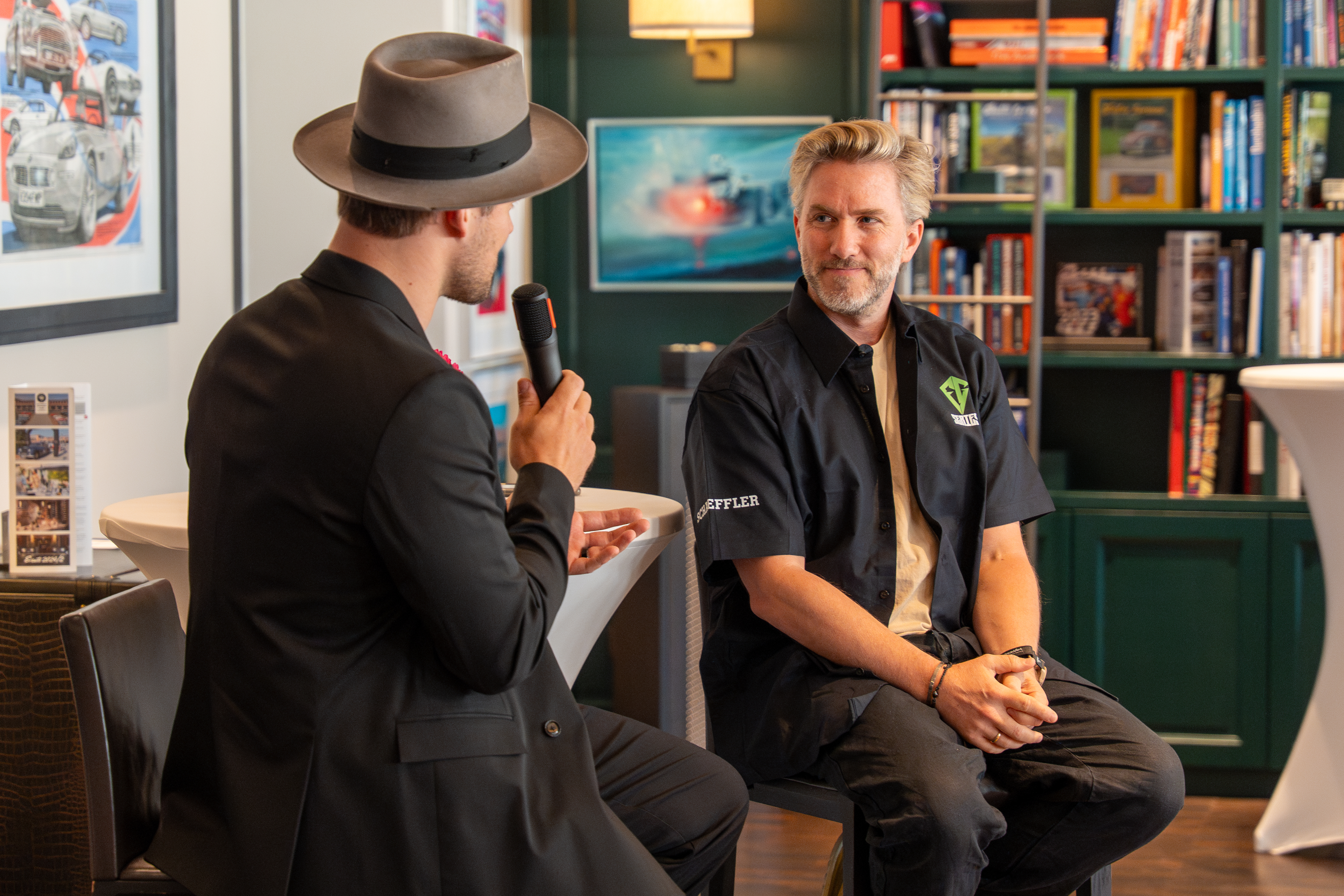 Hannes Krieger interviewing Formula 1 driver Nick Heidfeld at Formula Electric London