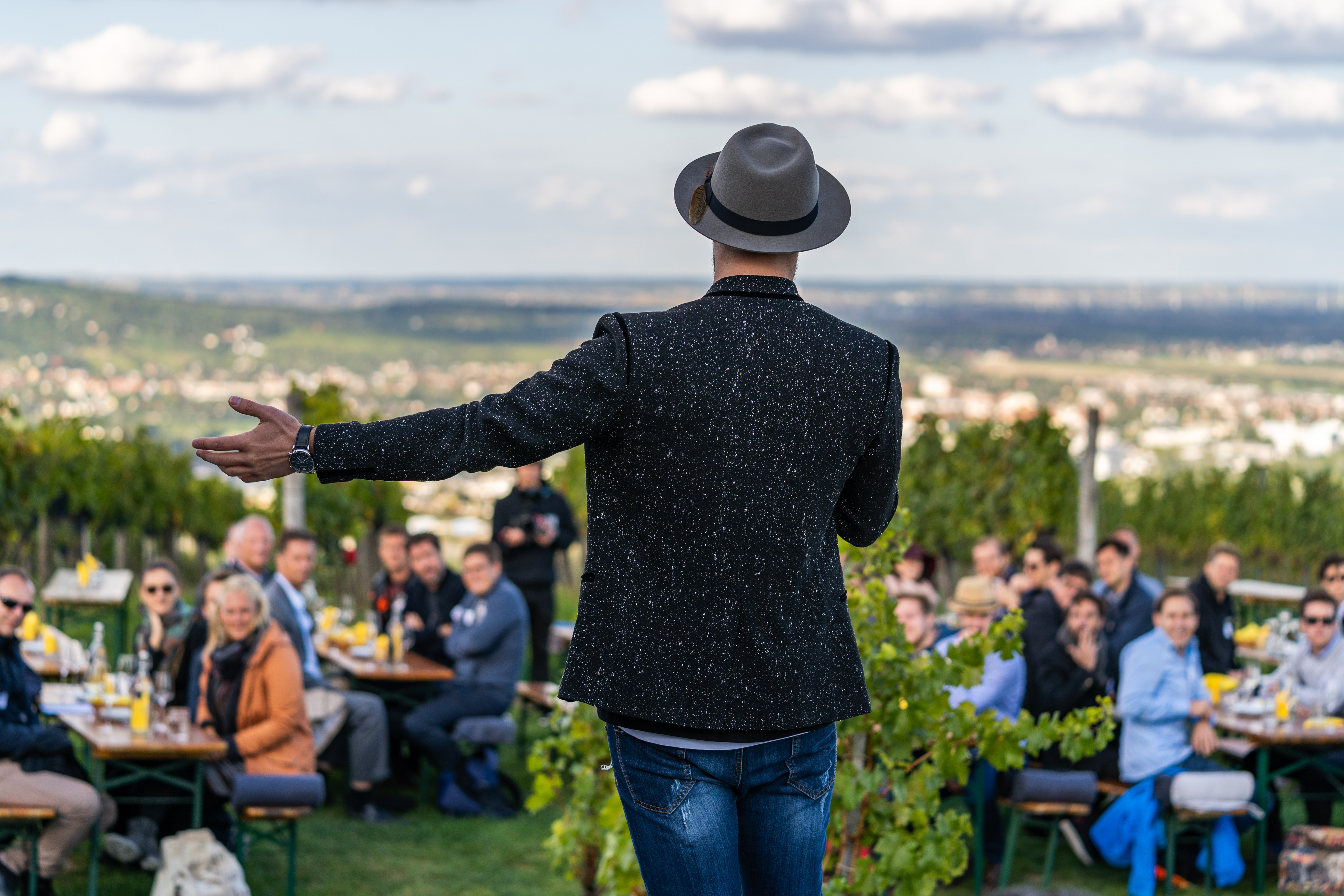 Hannes Krieger hosting Krieger Walks, Alpine networking in the Viennese vineyards